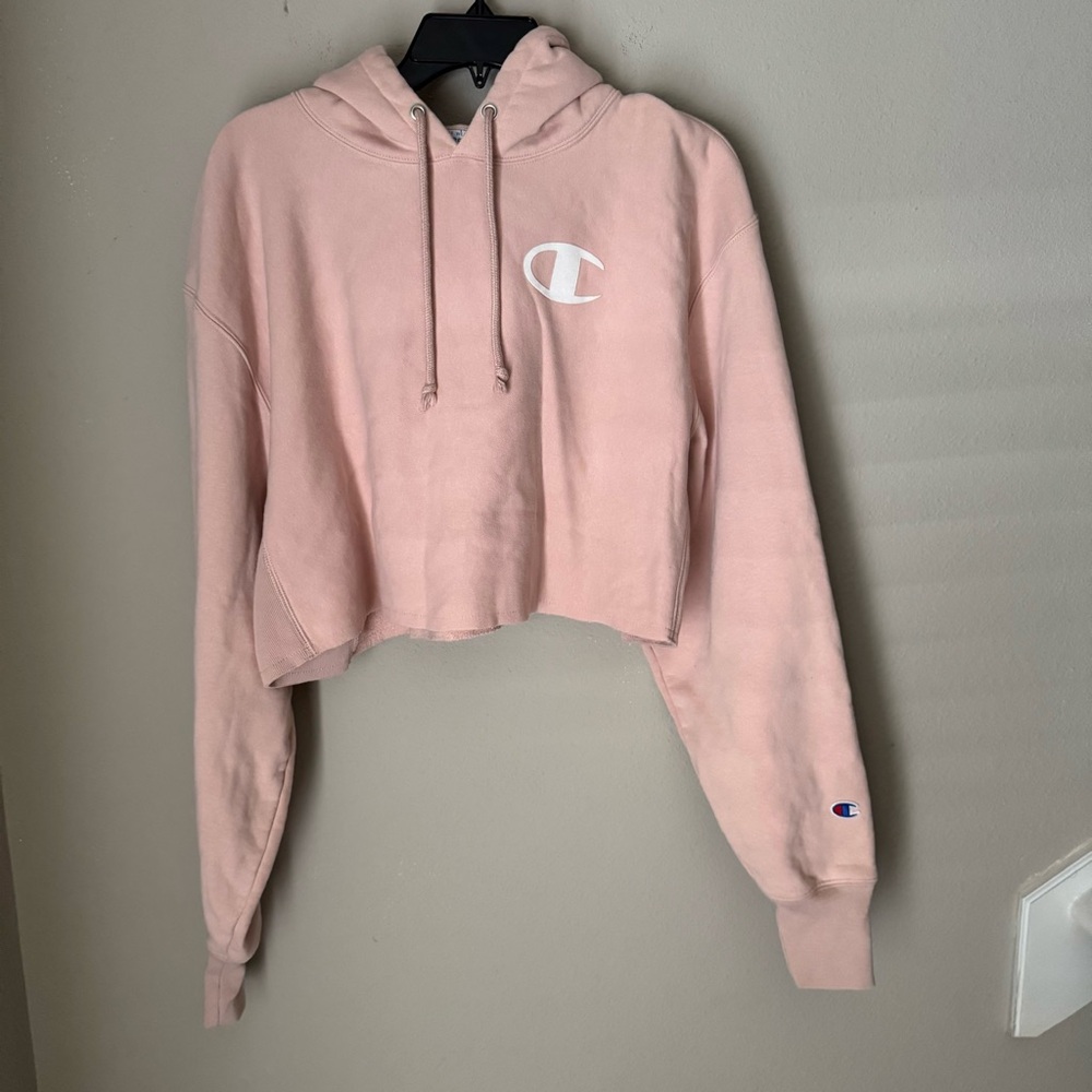 Champion Light Pink Cropped Hoodie